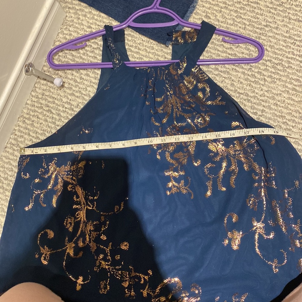 Green & Gold High Neck Babydoll Dress by One Clothing LA - Picture 11 of 12